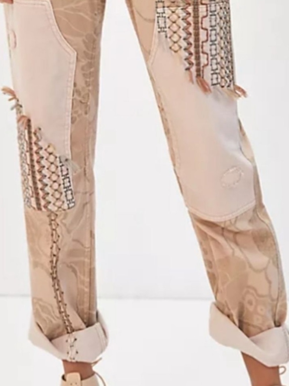 Anthropology’s Pilcro Neutral Patchwork Wide-Leg Jeans in Beige and Cream - Picture 6 of 15